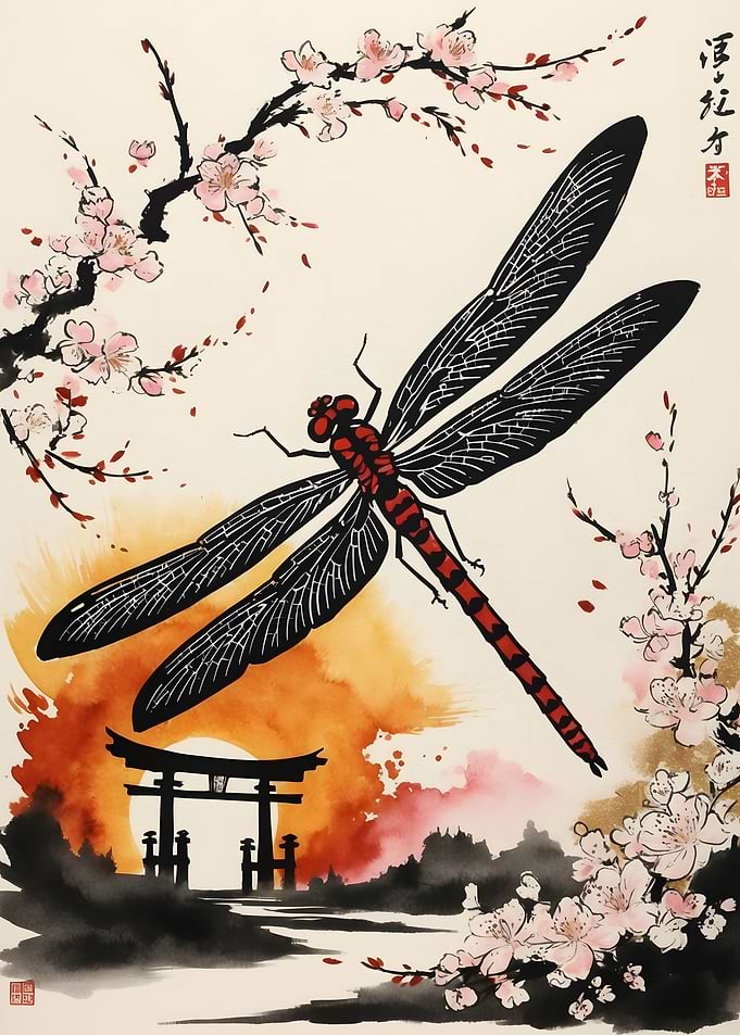 Dragonfly Japan Painting