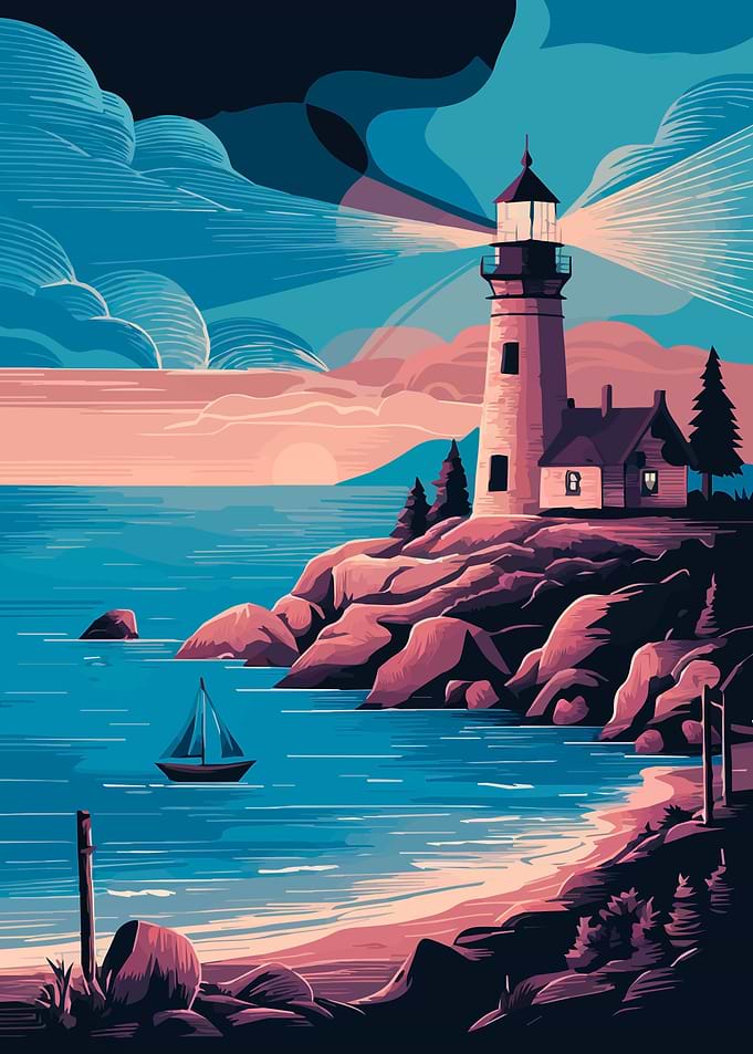 Lighthouse Ocean Vibrant
