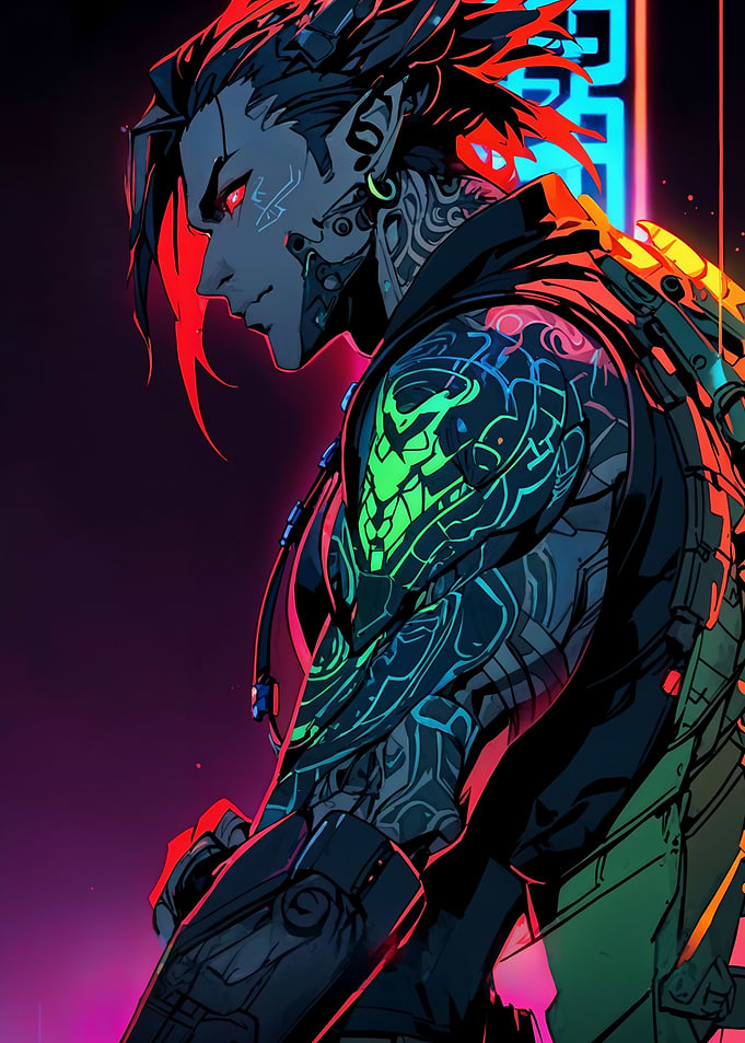 Anime Cyberpunk Cyborg Boy