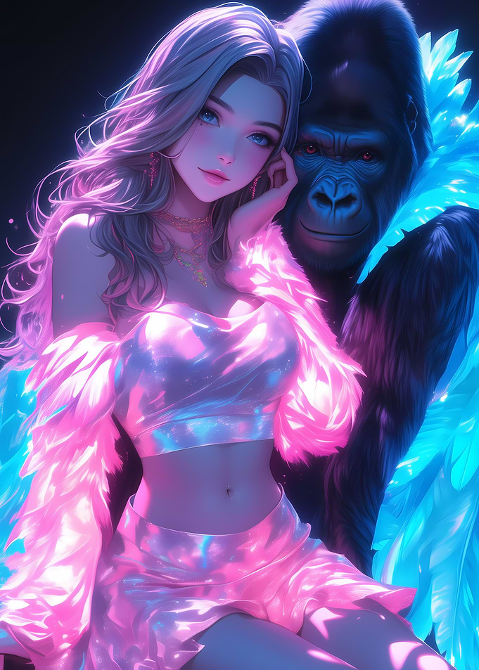 Neon Sexy Girl Gorilla