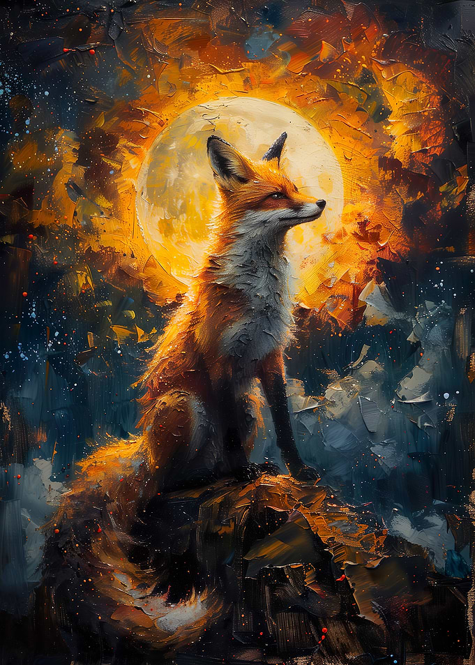 Sunset Fox Painting