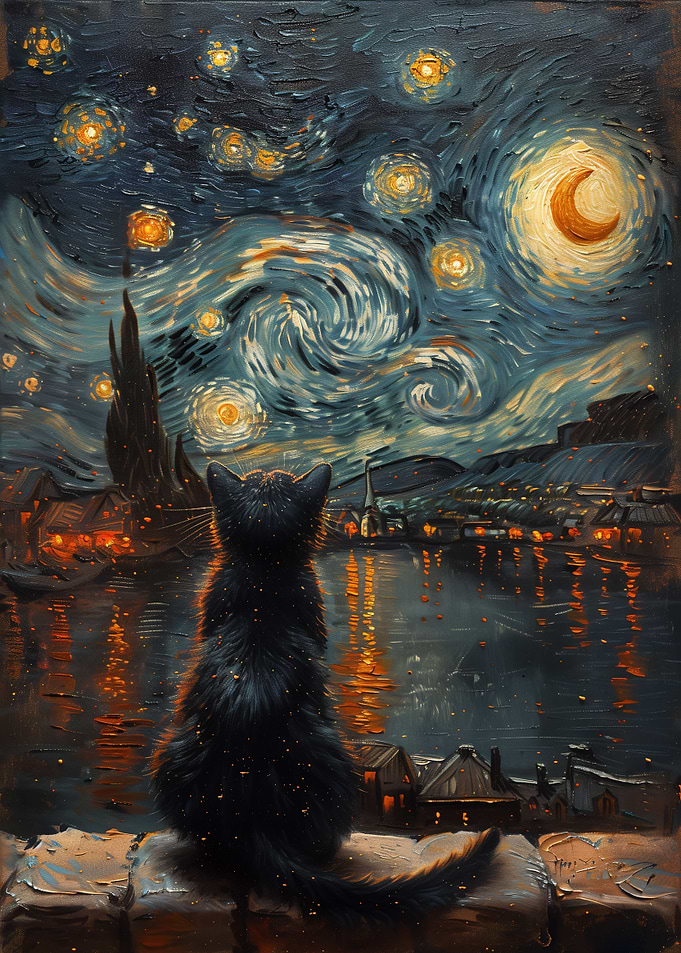 Starry Night And The Cat