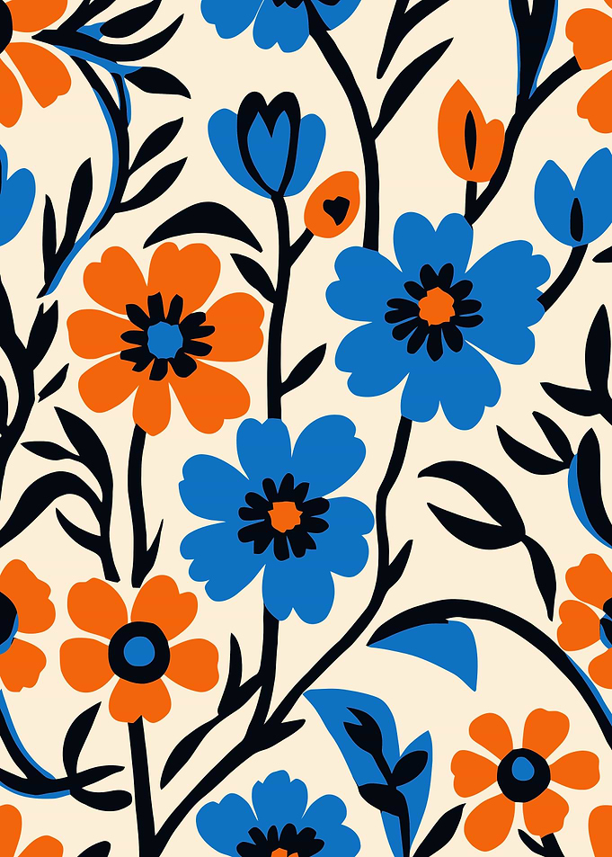 Blue Orange Flowers