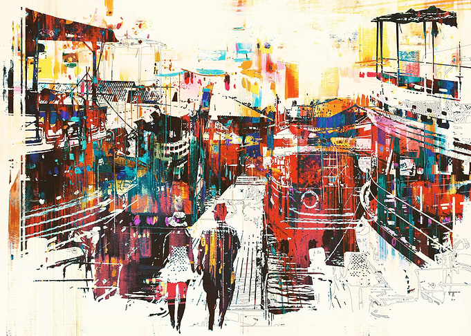 Couple in modern city