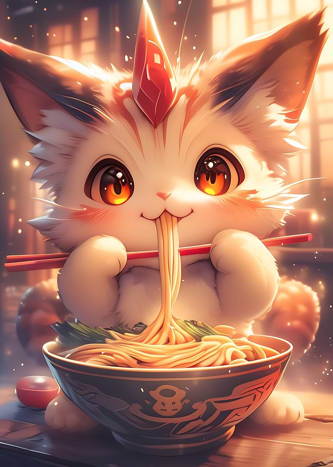 Cute Unicorn Cat Ramen