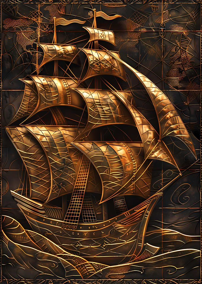 Sailing ship in ocean