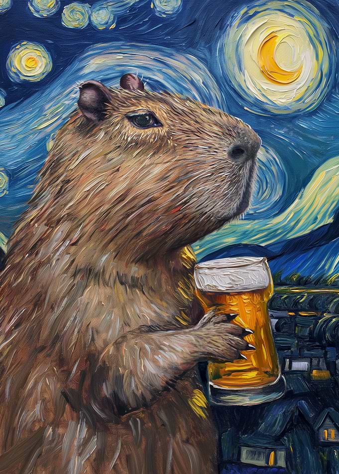 Capybara Drinking Beer
