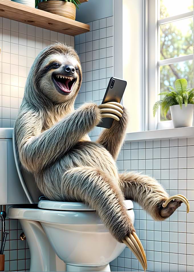 funny sloth in toilet