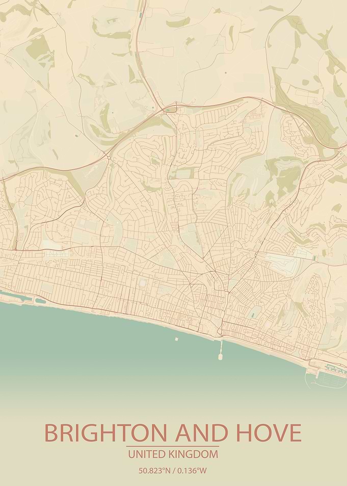 Brighton and Hove UK Map