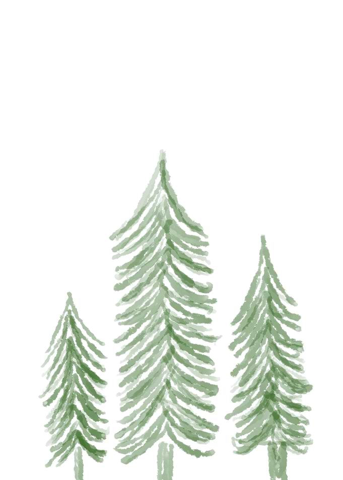 Three trees watercolor