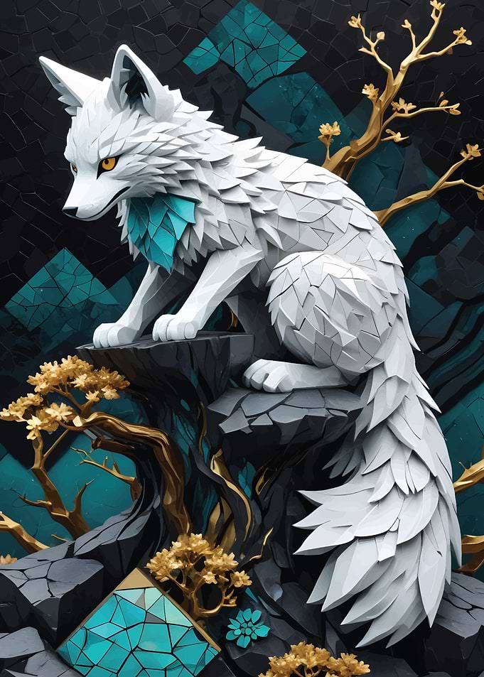 white wolf Kintsugi