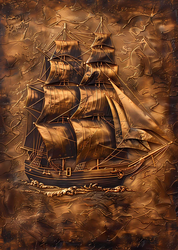 Sailing ship in a sea