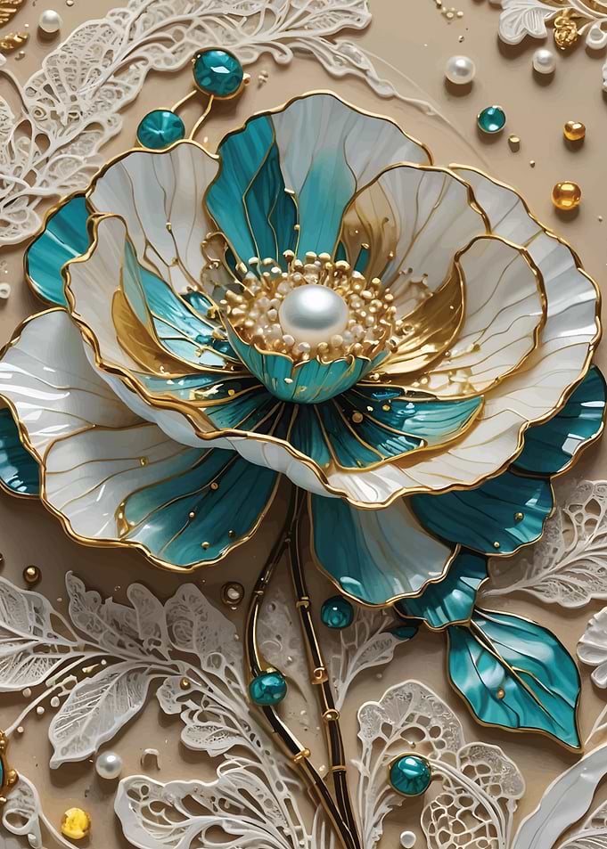 Kintsugi Lotus Abstract