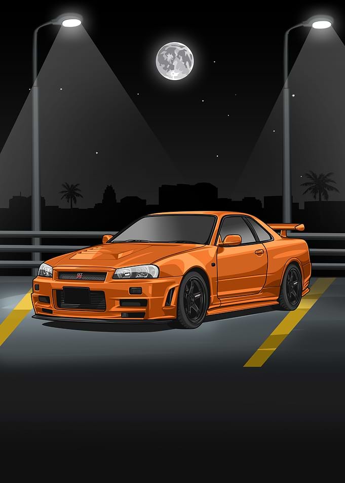 Nissan Skyline R34 orange