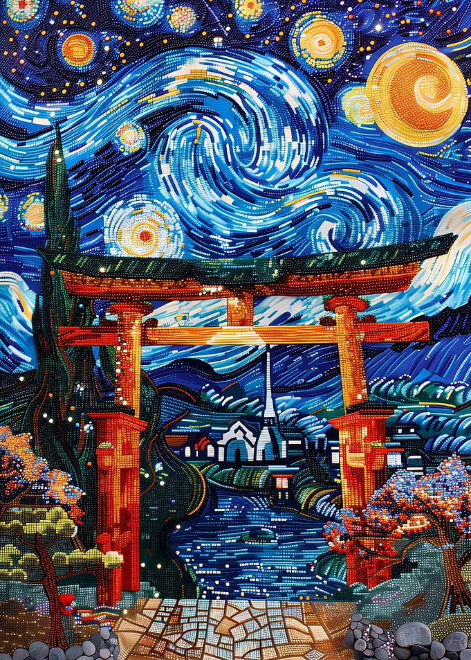 Torii Gate Stary Night art