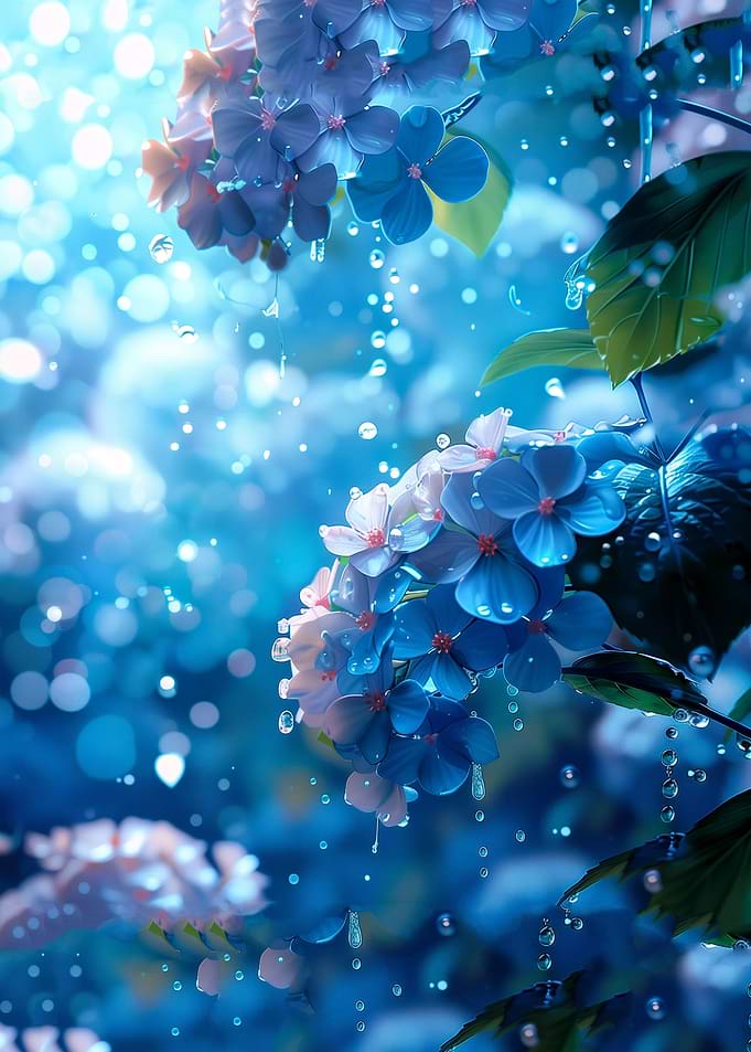 Blue Hydrangea Flowers