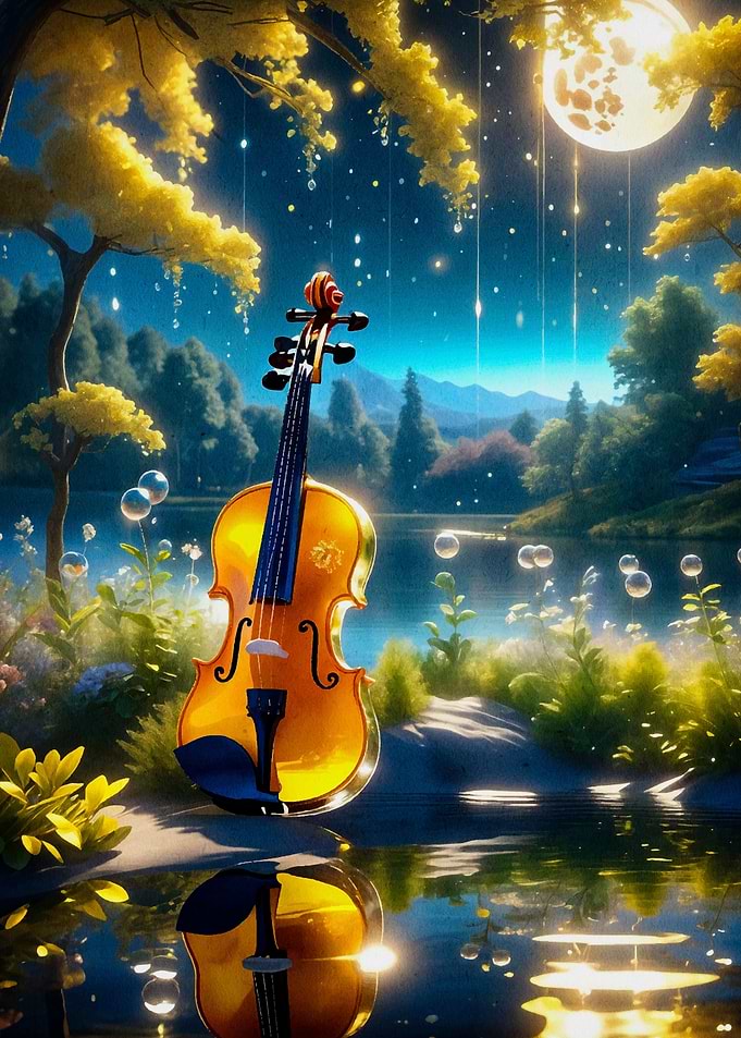 violin and moonlight