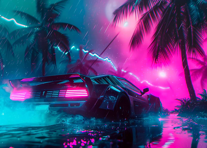 Retro Synthwave Lambo