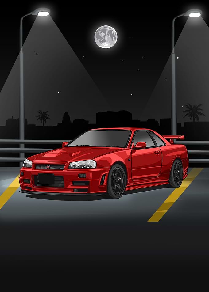 Nissan Skyline R34 red