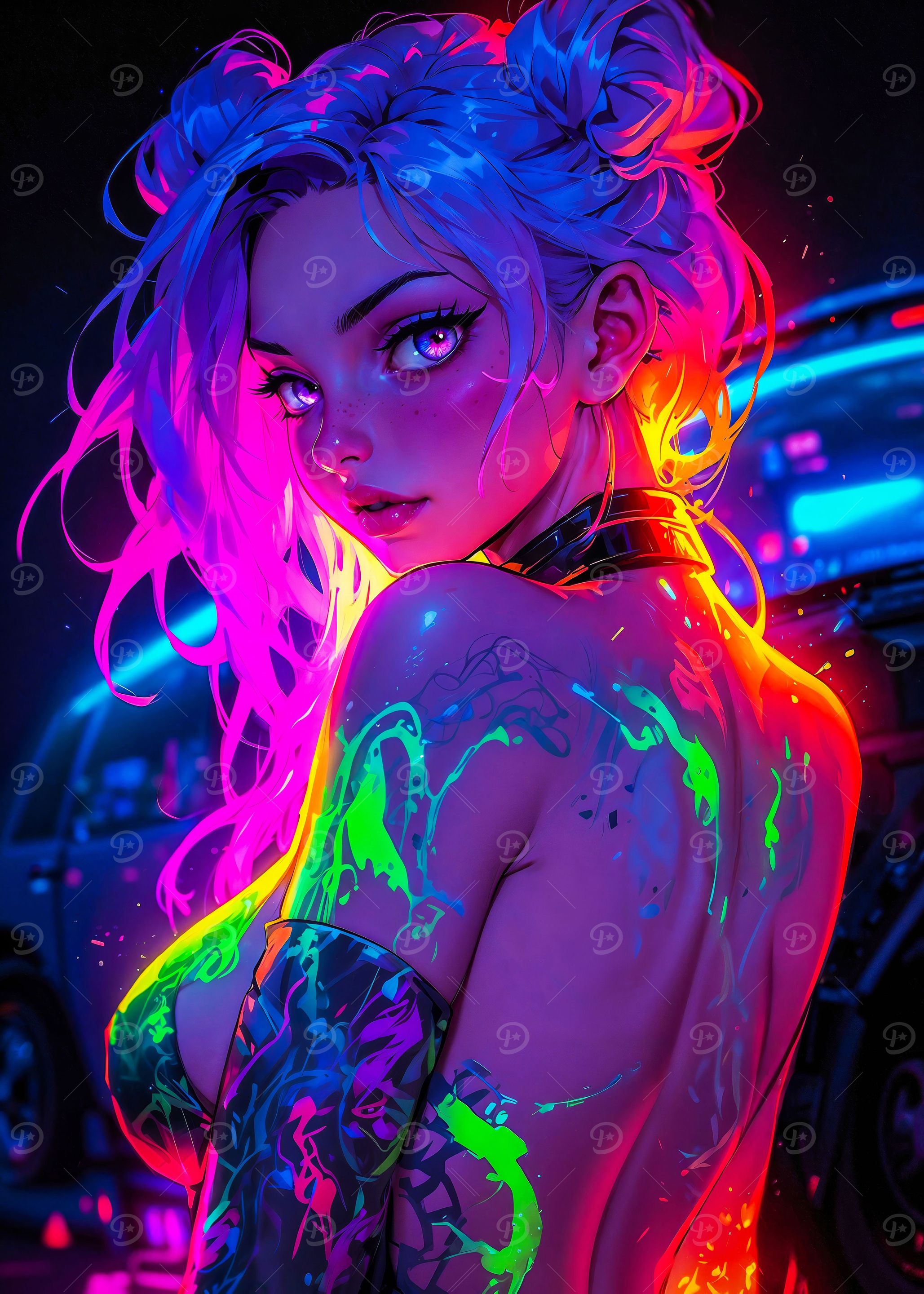 Beautiful Neon Girl Posing