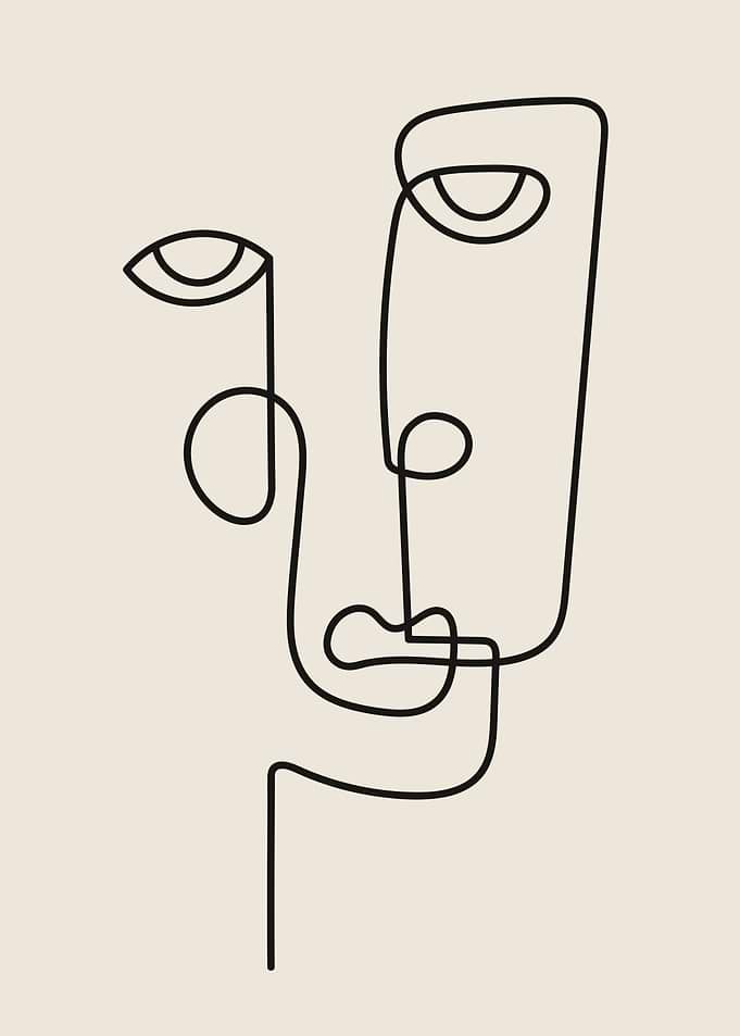 Sad Woman Face line art