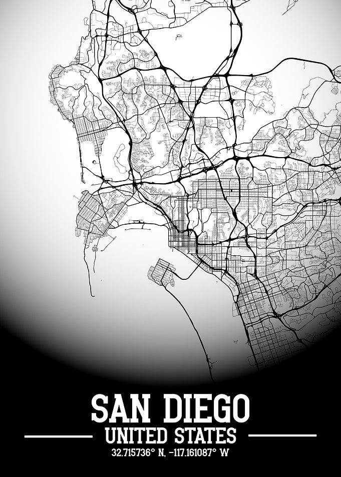 San Diego City Map White