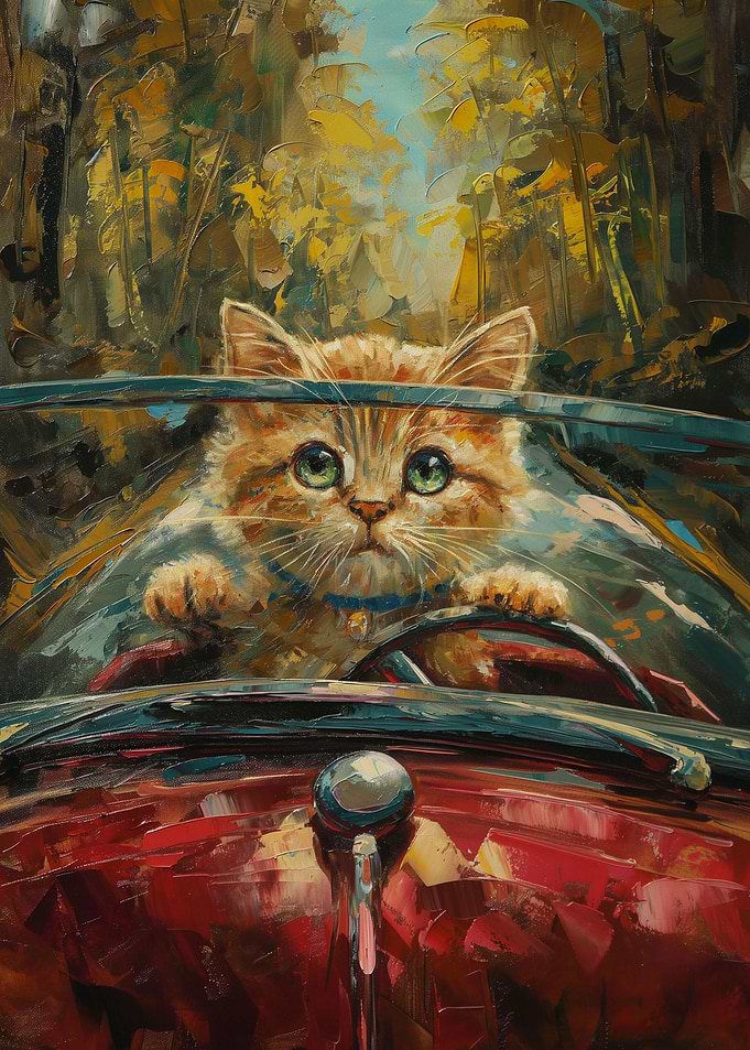 Cute Kitty Cabriolet Car