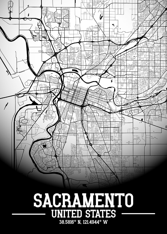 Sacramento City Map White