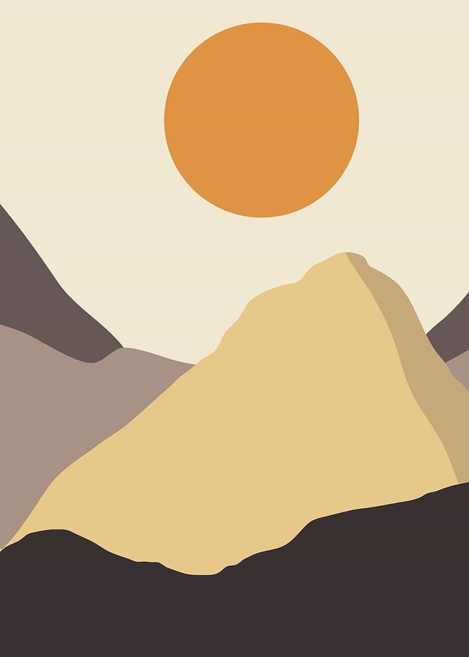 Large Sun with mountains