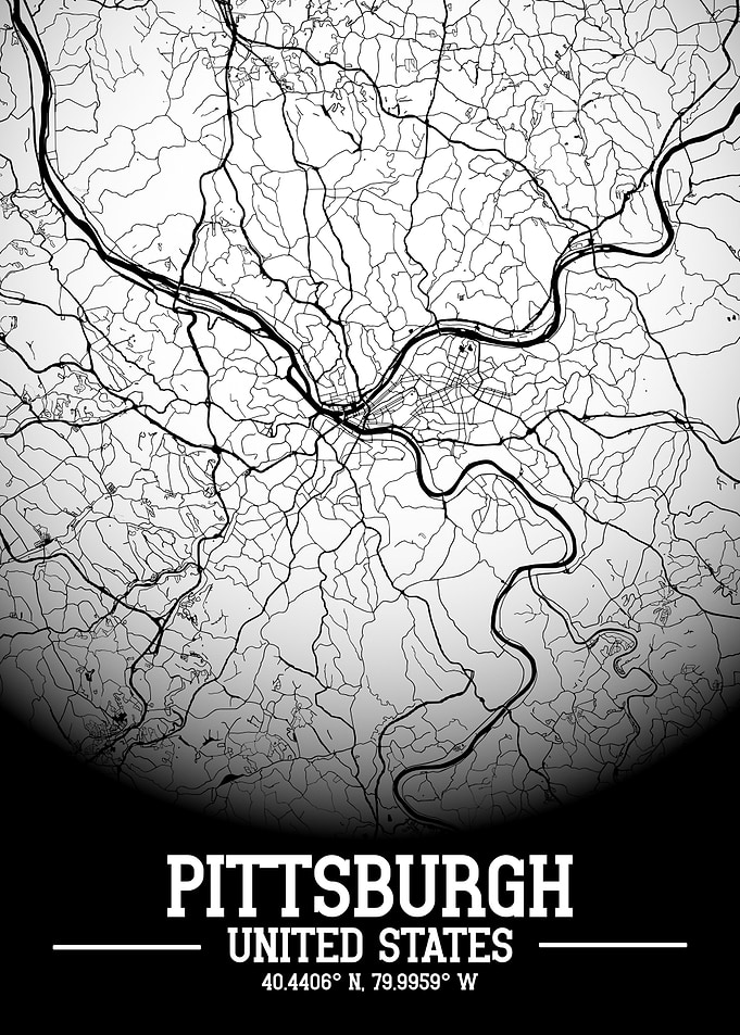 Pittsburgh City Map White