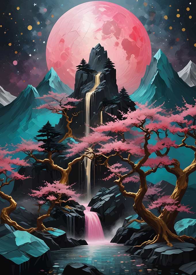 Pink Moon landscape