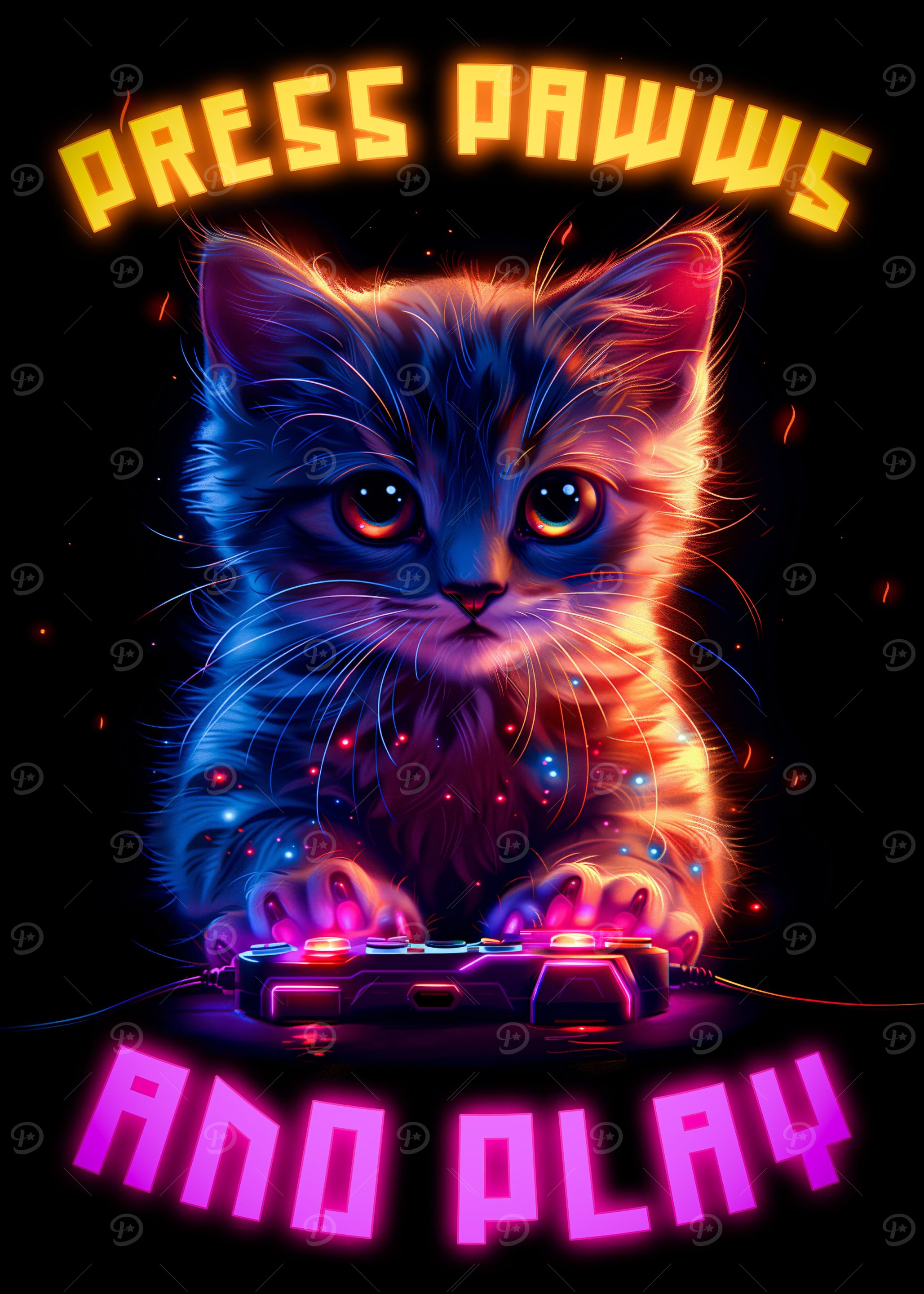 Neon Cat Gaming Poster