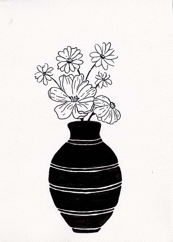 black and white plant