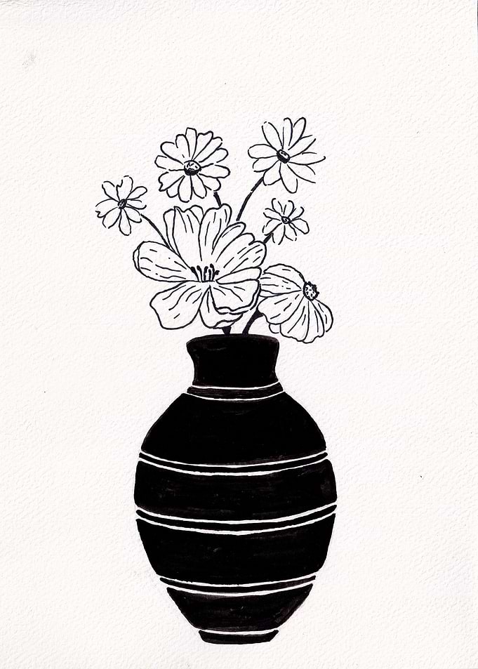 black and white plant
