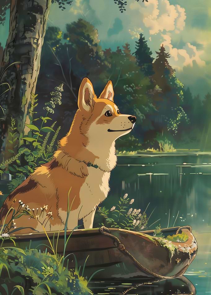 Anime Calm Forest Dog