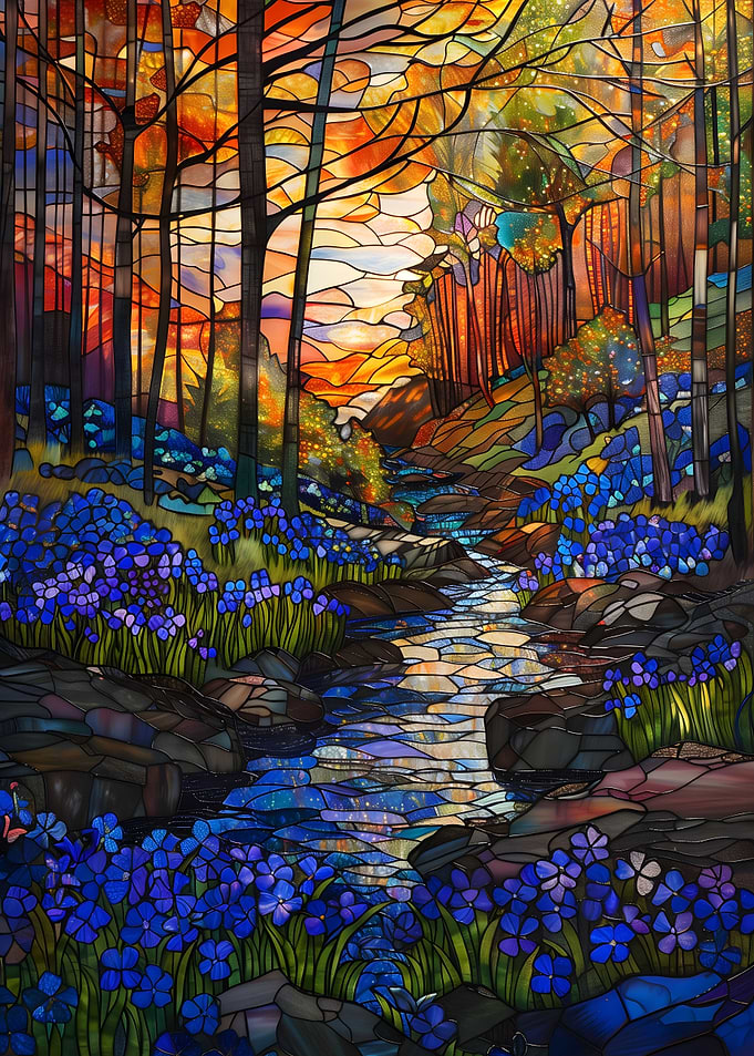 Bluebell Forest Sunset