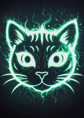 Green Neon Cat