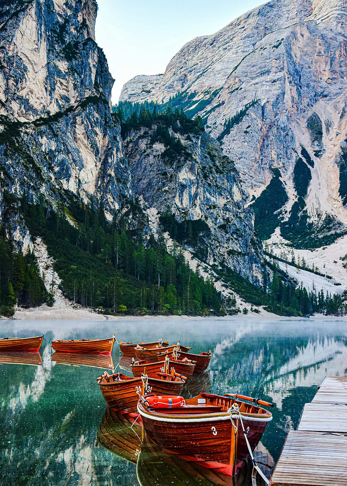 lake and red boat