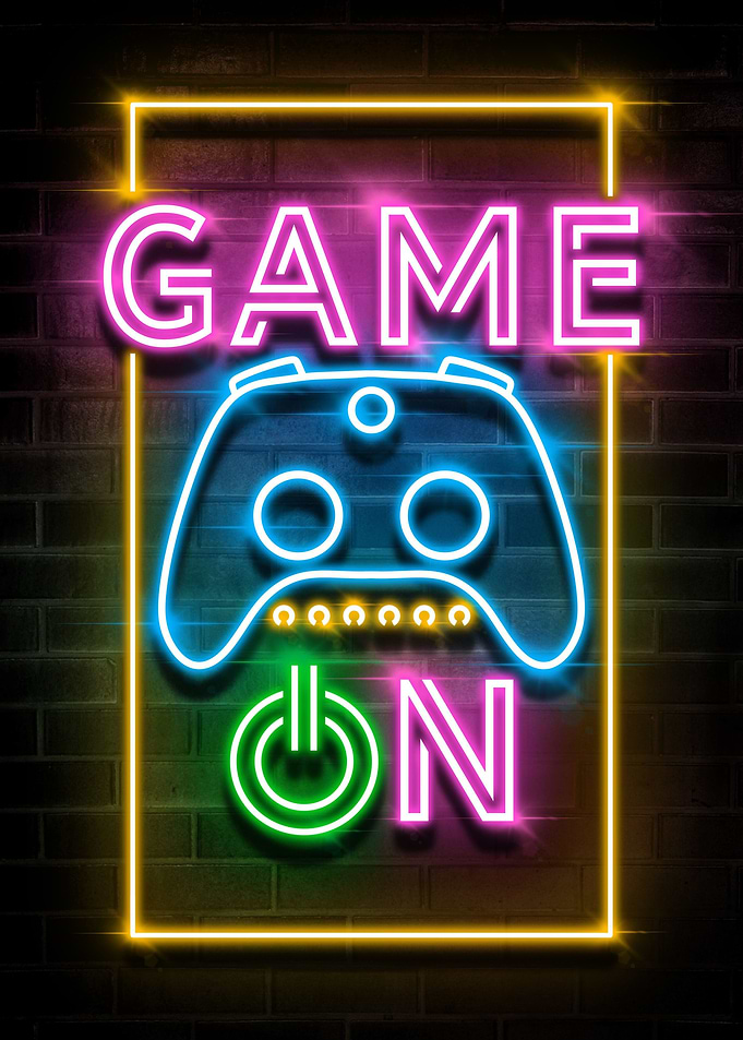 GAME ON NEON SIGN ART