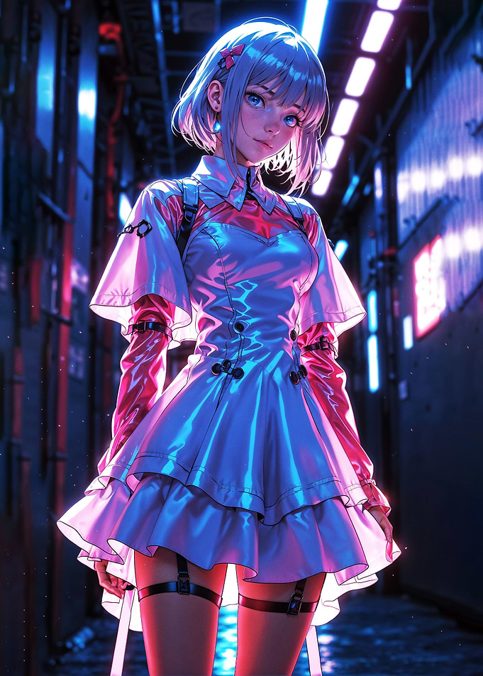 Anime Girl Neon Rococo