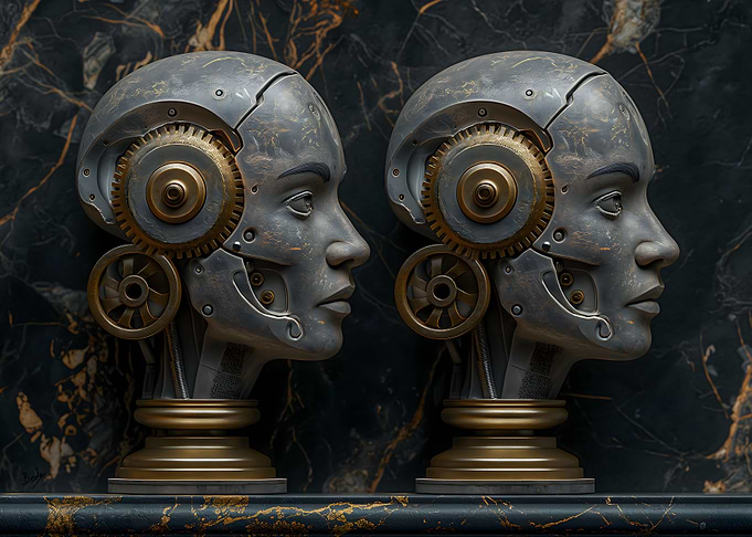 Twin Cyborg Bonze Heads