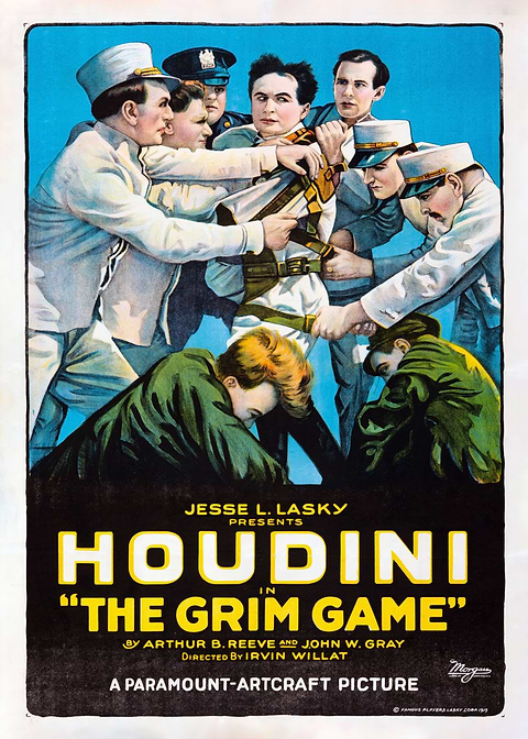 Harry Houdini — classic movie poster on metal