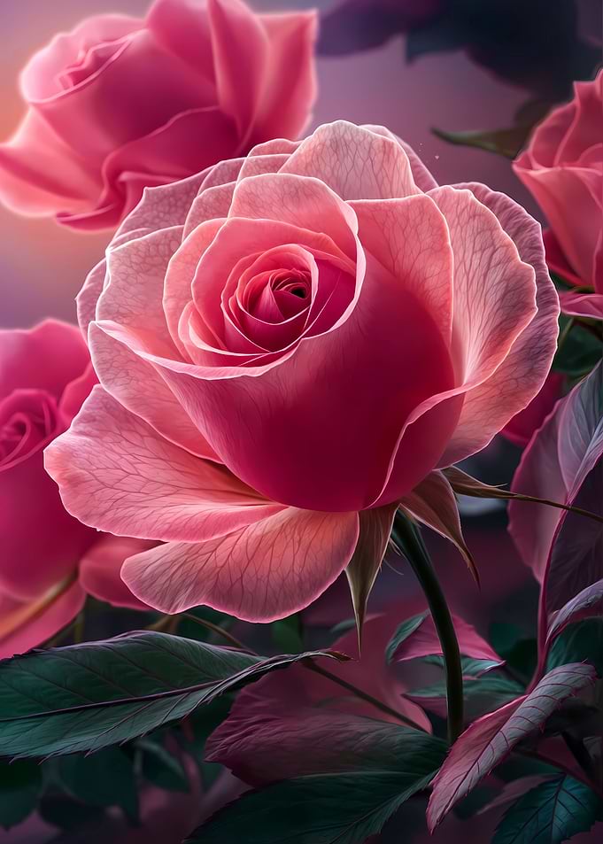 Close up pink rose flower