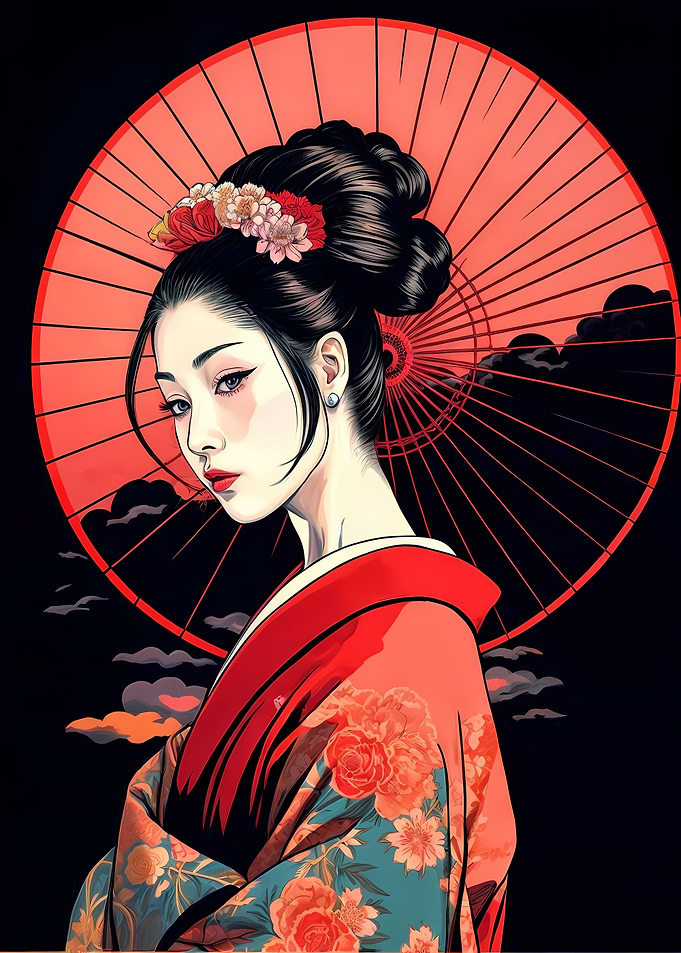 elegant beautiful geisha