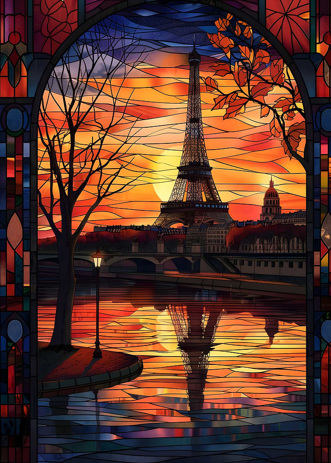 Paris Sunset Reflection