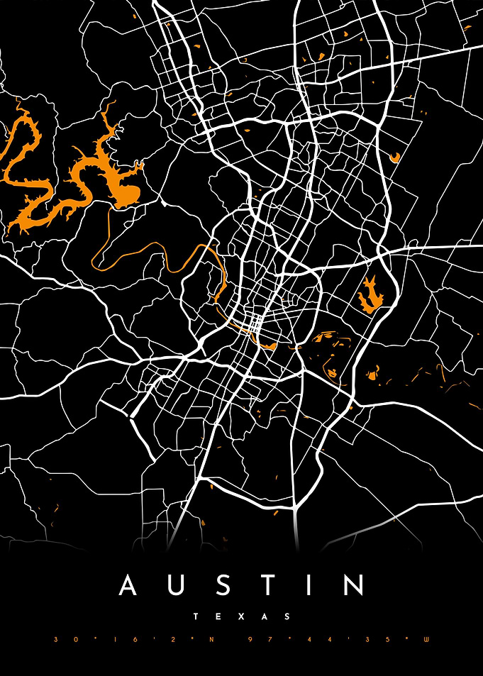 Austin Map Texas USA