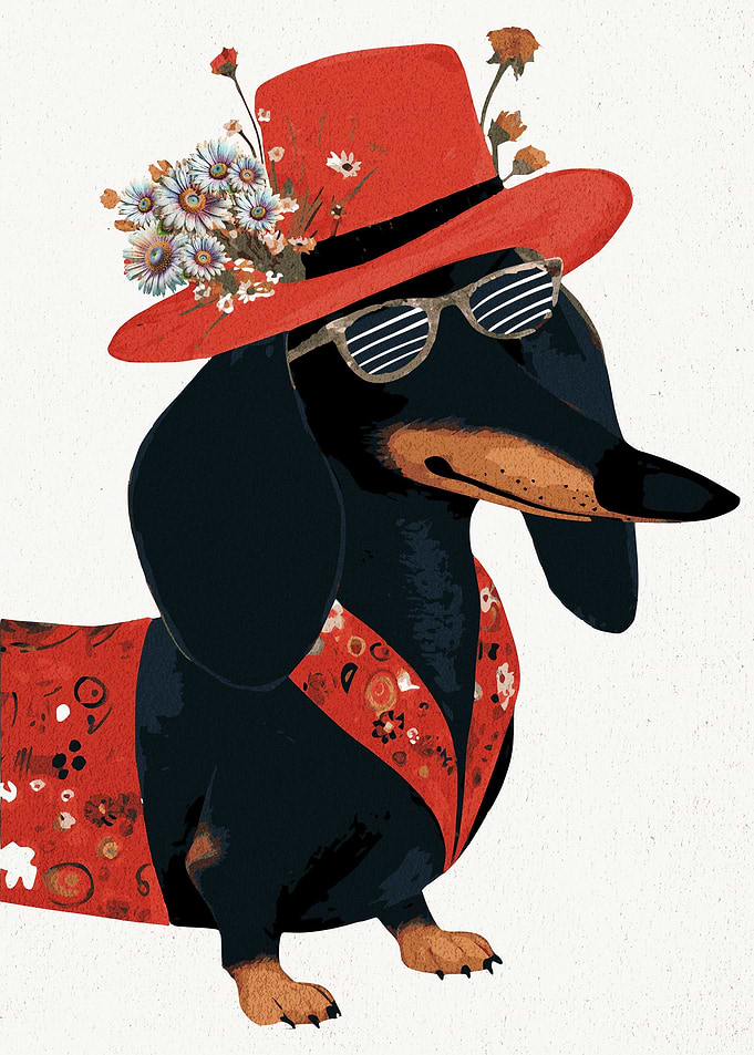 Funny Dachshund Floral Hat