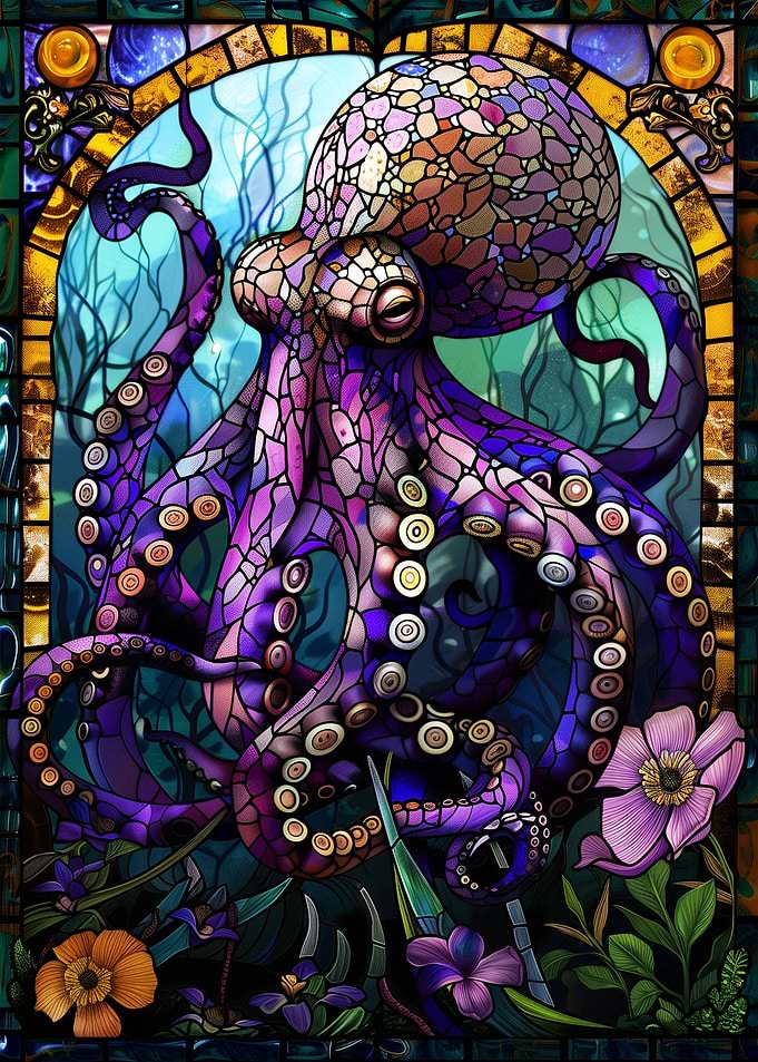 Stained Glass Octopus