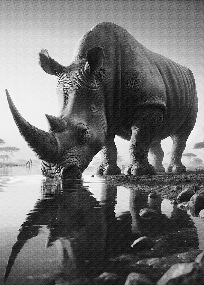 Rhino drinking