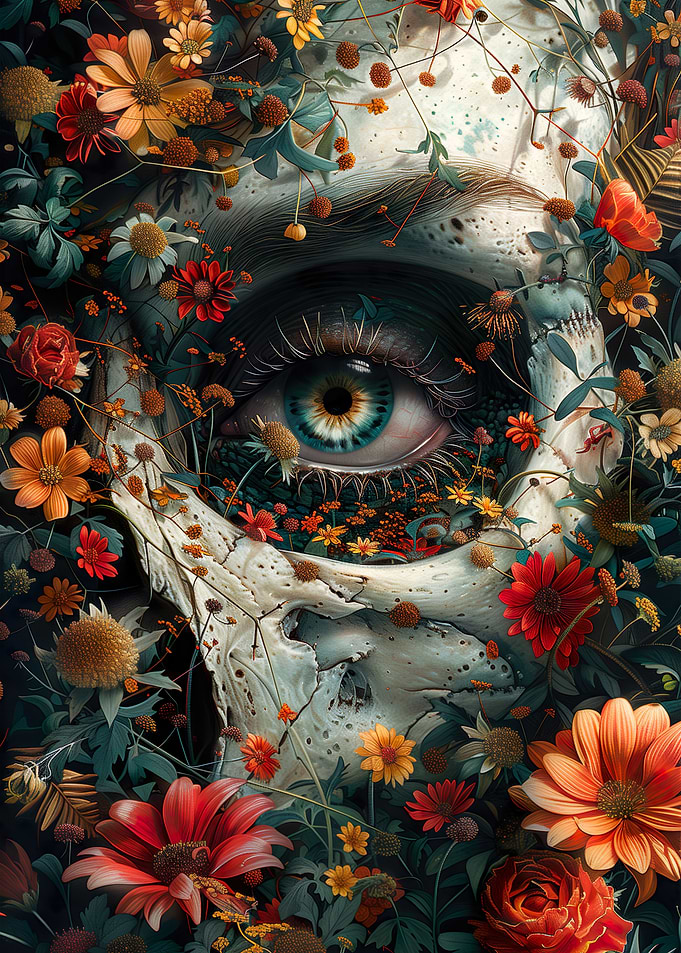 Floral Skeleton Skull